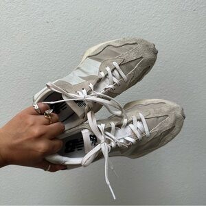 New Balance Beige and White Sneakers